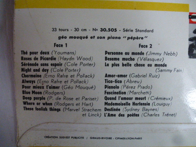 Teppaz 33 rpm record "Géo mouqué and his old piano"