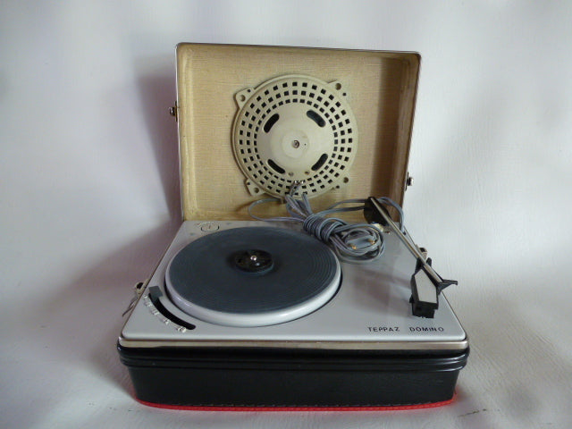 Joli petit électrophone Teppaz type Domino rouge et noir