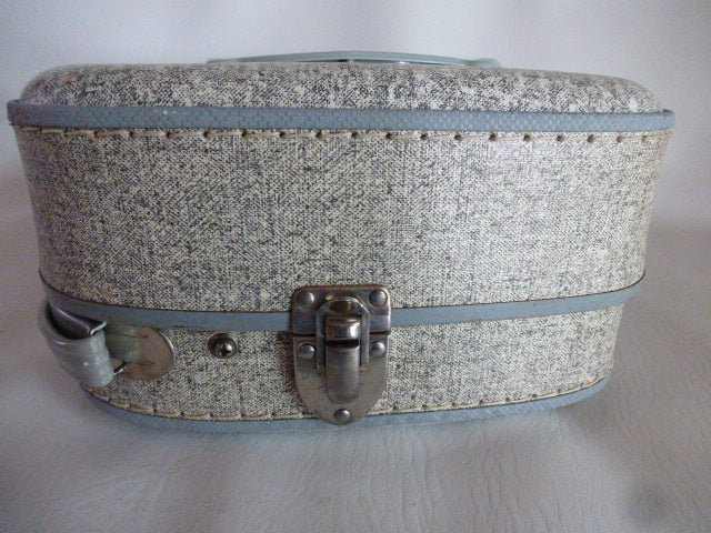 Teppaz Oscar tube record player in grey mottled suitcase