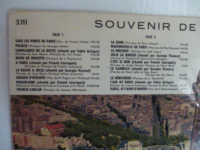 Disque Album 33 tours Teppaz " Souvenir de Paris"